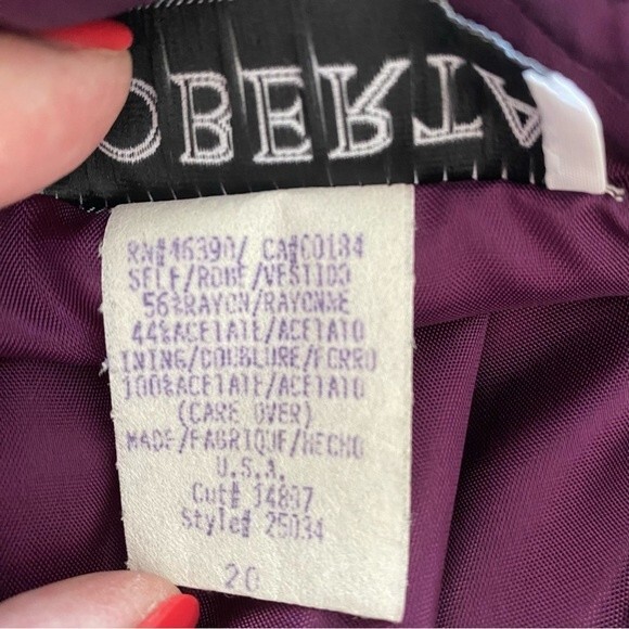 Formal Dress Maxi Purple Rhinestone Cut Out Lace Pleat Sexy Roberta SZ 20 - Picture 13 of 14